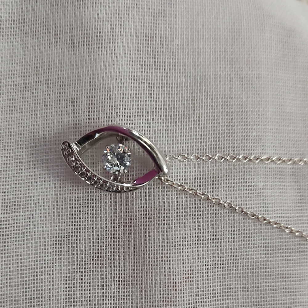 Dazzling Silver Necklace with Crystal Accent